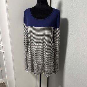 Classic Navy and White Striped Long Sleeve Top